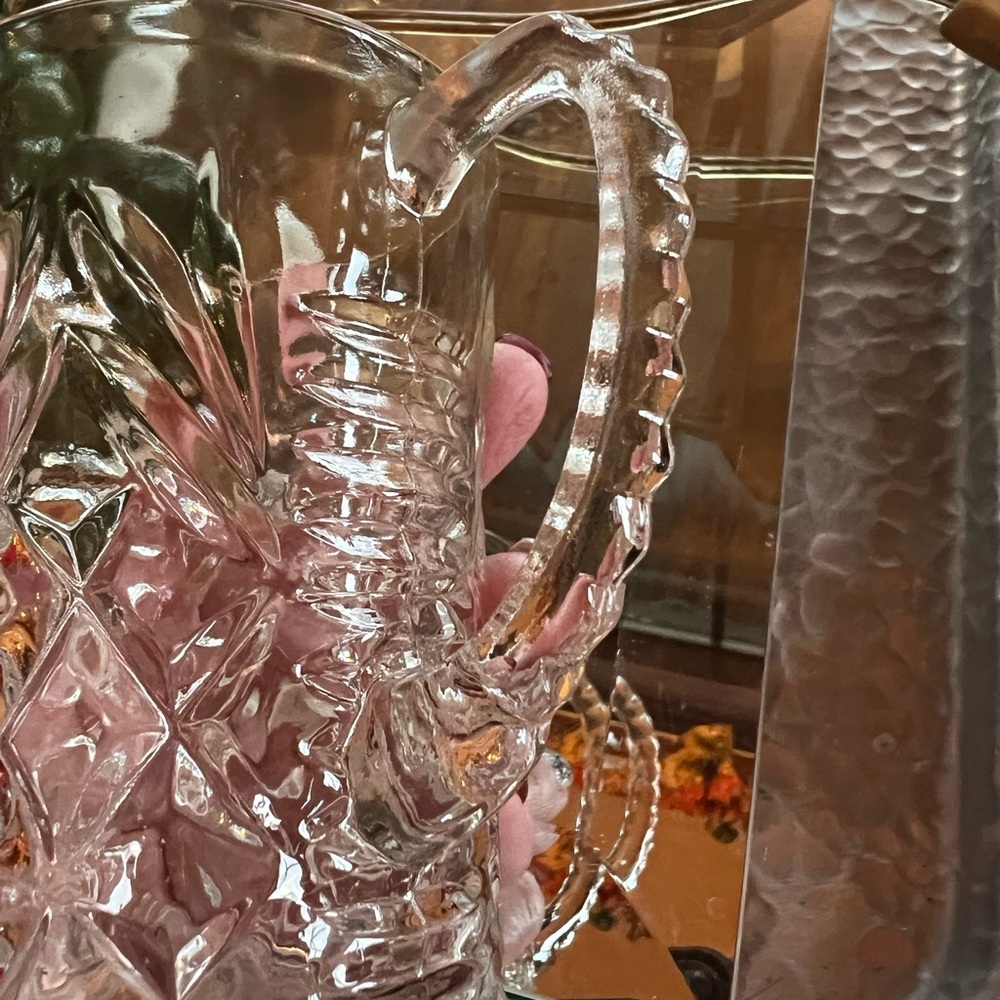 Small Clear Pressed Glass Syrup Pitcher MCM - Picture 6 of 9